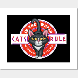 Cats Rule In The World Of Awesome House Pets, Funny Cat Lover, Cute Cat Design Posters and Art